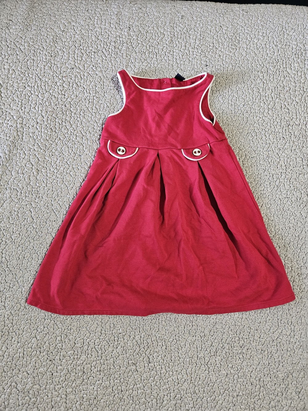 Girls Sleeveless Red Ponte Fit-and-Flare Dress